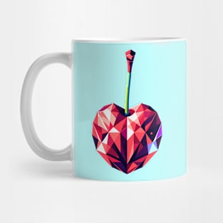 Geometric Cherry Delight: Vibrant Polygon Art Mug